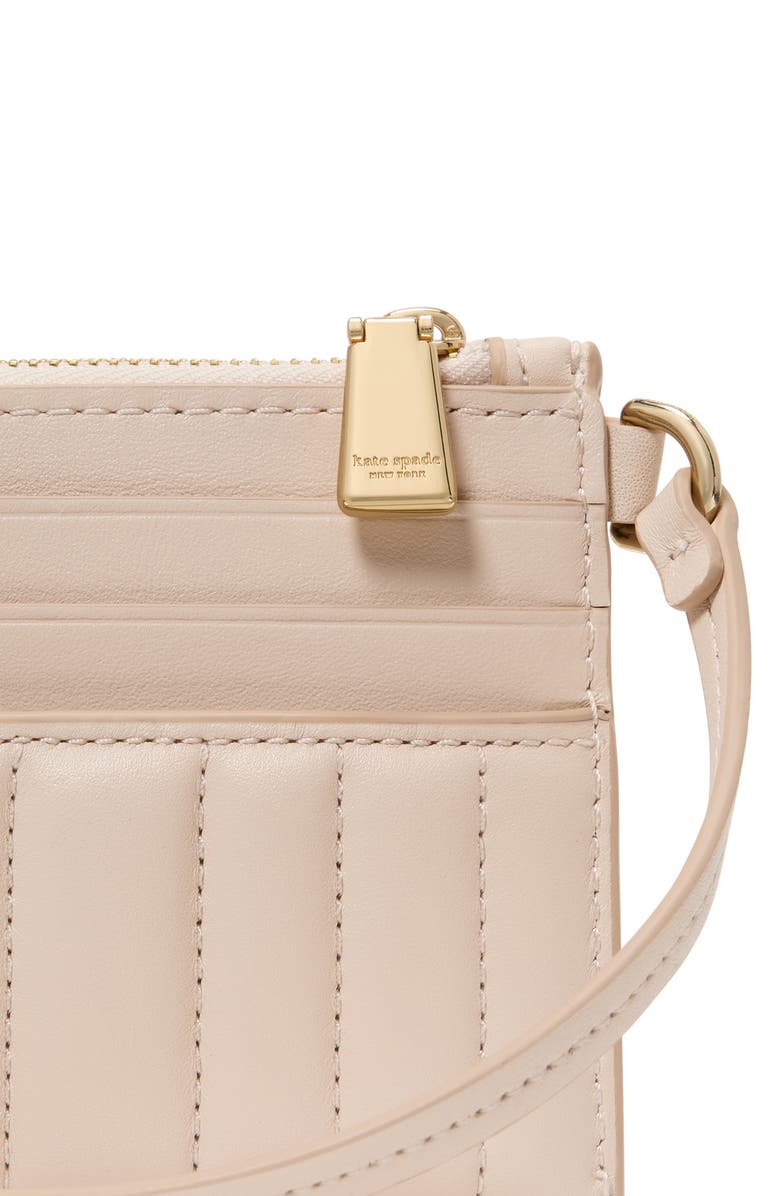 Kate Spade New York deco quilted leather card case, Alternate, color, Milk Glass