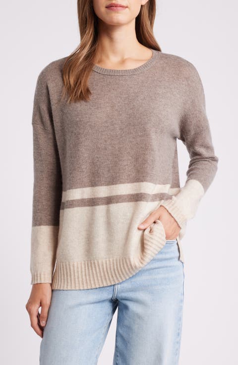 Colorblock Wool & Cashmere Crewneck Sweater