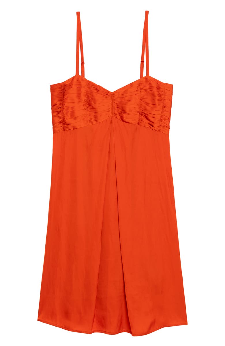 Zadig & Voltaire Rippies Pleated Satin Slipdress, Alternate, color, Tangerine