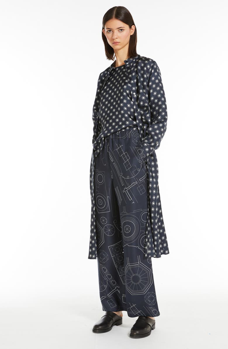 Max Mara Leisure Melania Print Long Sleeve Silk Dress, Alternate, color, 