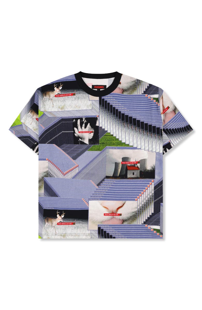 PLEASURES Crash Graphic Print Oversize Cotton T-Shirt, Main, color, Black Multi