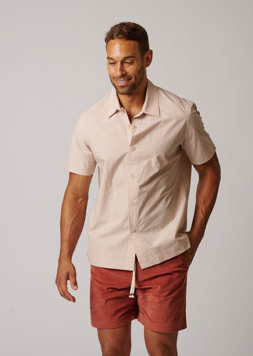 Leisure Lab Short Sleeve Cotton Button Up In Coral