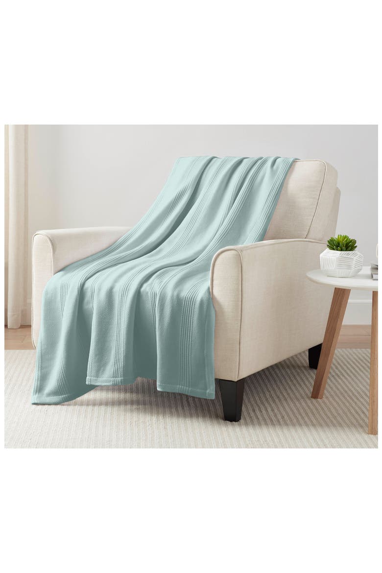 Textured Cotton Throw Blanket, Alternate, color, LIGHT BLUE