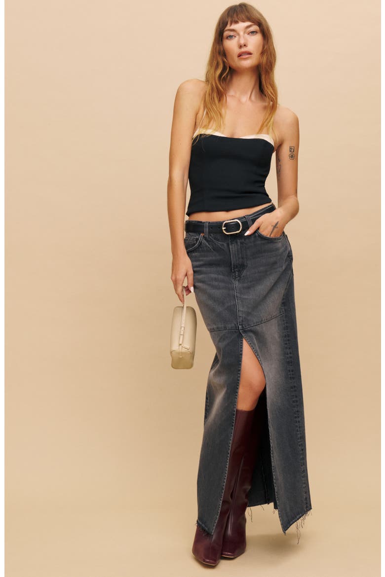 Tazz Denim Maxi Skirt, Alternate, color, LIMAN