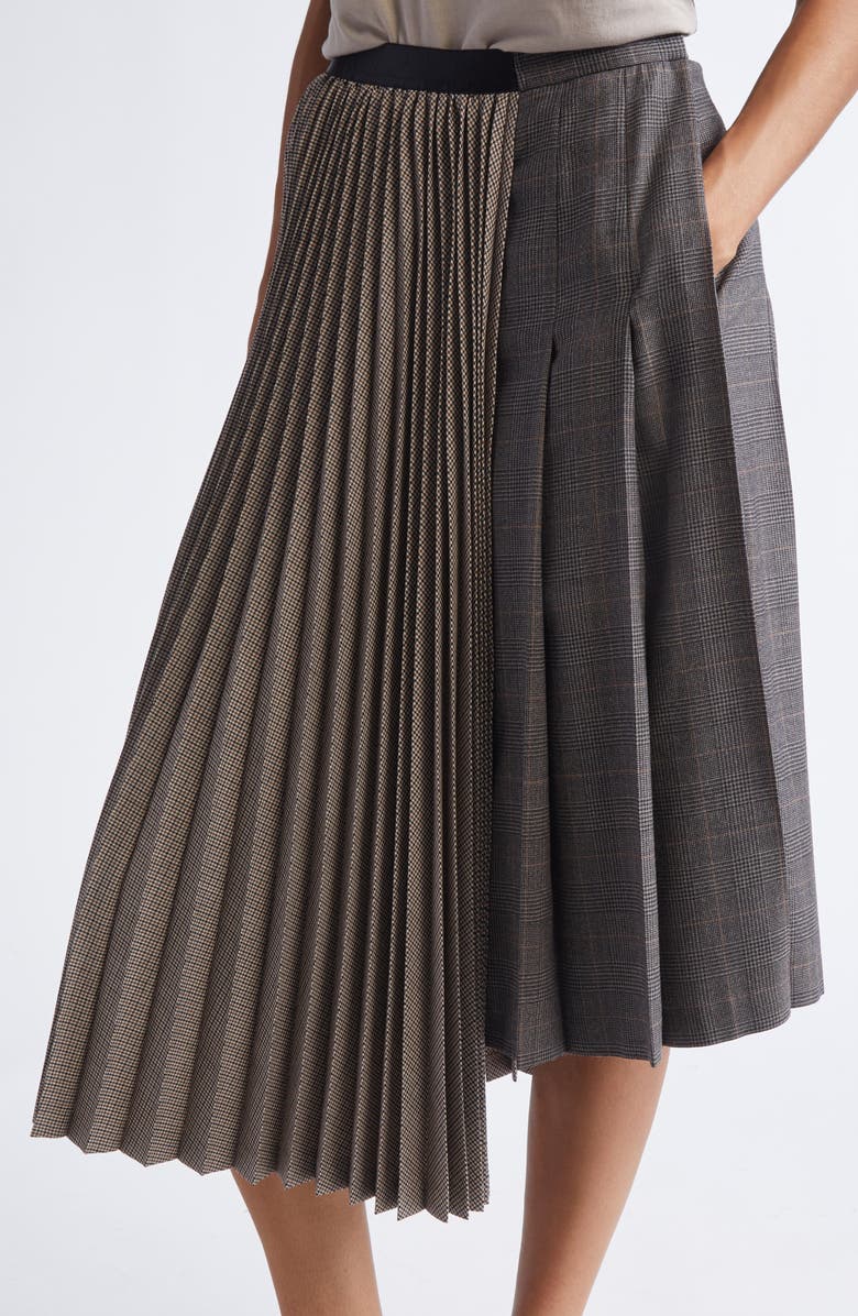 Undercover Mixed Media Skirt, Alternate, color, Grey/ Beige/ Check