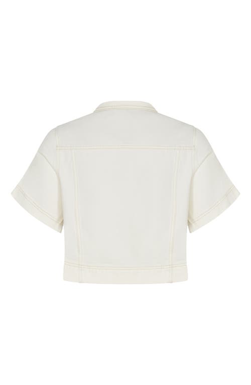 Shop City Chic Millie Short Sleeve Denim Jacket In Ivory
