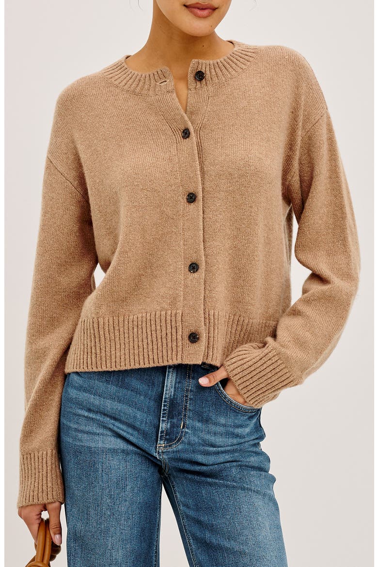 Carre Cotton Blend Cardigan, Main, color, HEATHER CAMEL
