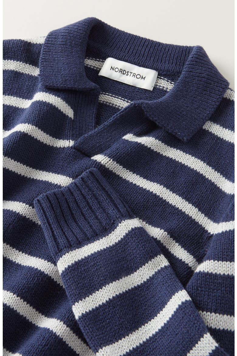 Kids' Collared Sweater, Alternate, color, NAVY-GREY HEATHER STRIPE