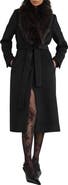 Reiss Francesca Faux Fur Collar Wool Blend Belted Coat
