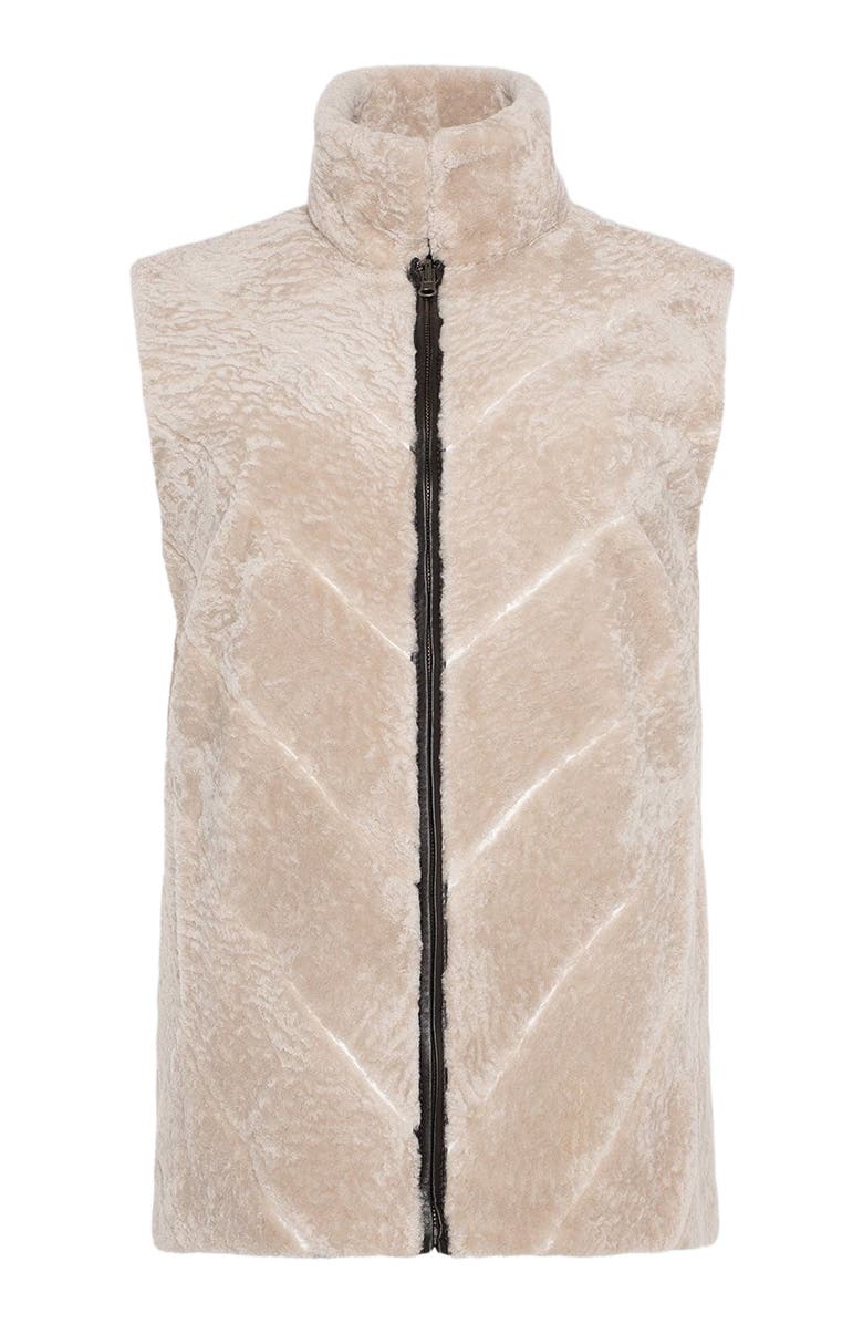 GORSKI Reversible Chevron Genuine Shearling Vest, Alternate, color, Beige/Dark Brown