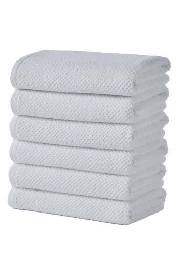 Woven & Weft Popcorn Texture 6-piece Towel Set In Optic White