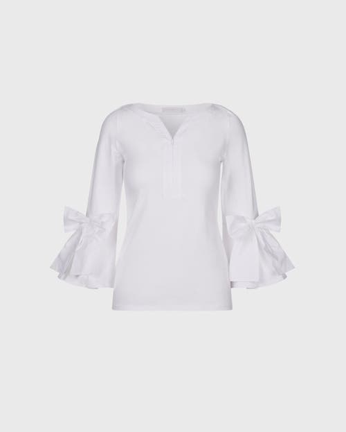Anne Fontaine Clissa 3/4 Sleeves Fitted Pima Top Shirt In White