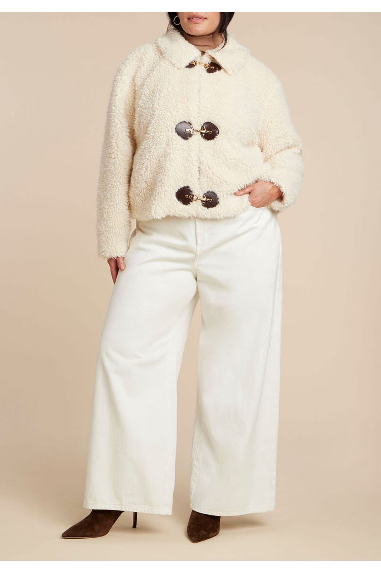 Teddy Fur Coat With Buckles, Alternate, color, CREAM