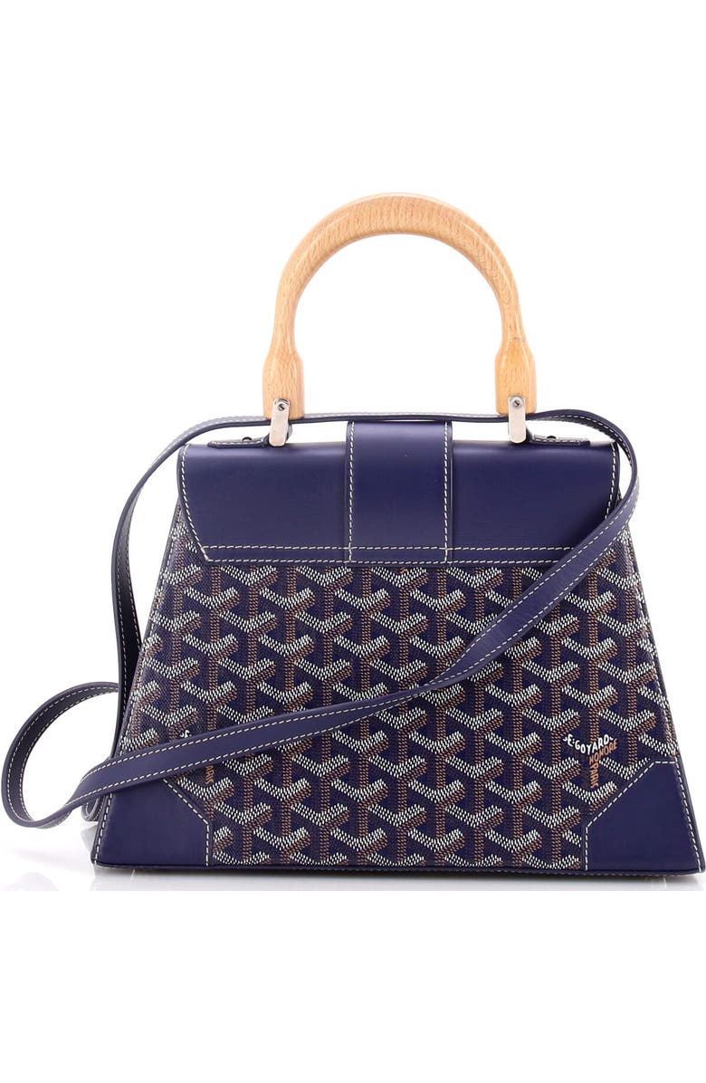 Pre-Owned Goyard Saigon Top Handle Bag Coated Canvas with Leather PM, Alternate, color, Blue