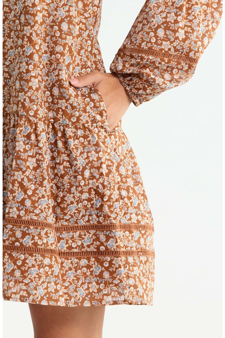 Ramsey Ditsy Floral Print Long Sleeve Minidress, Alternate, color, BROWN MULTI