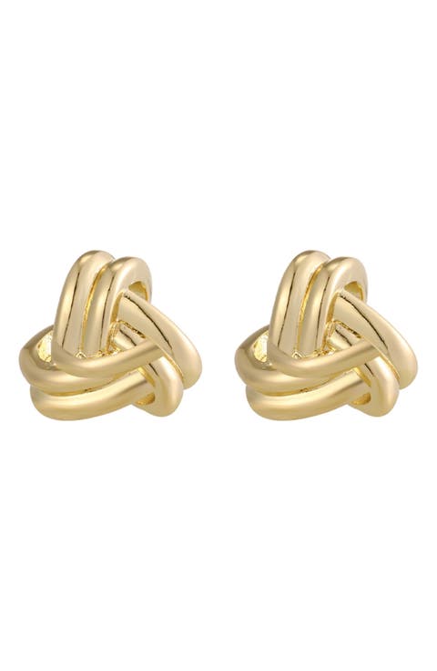 14K Gold Plated Knot Stud Earrings