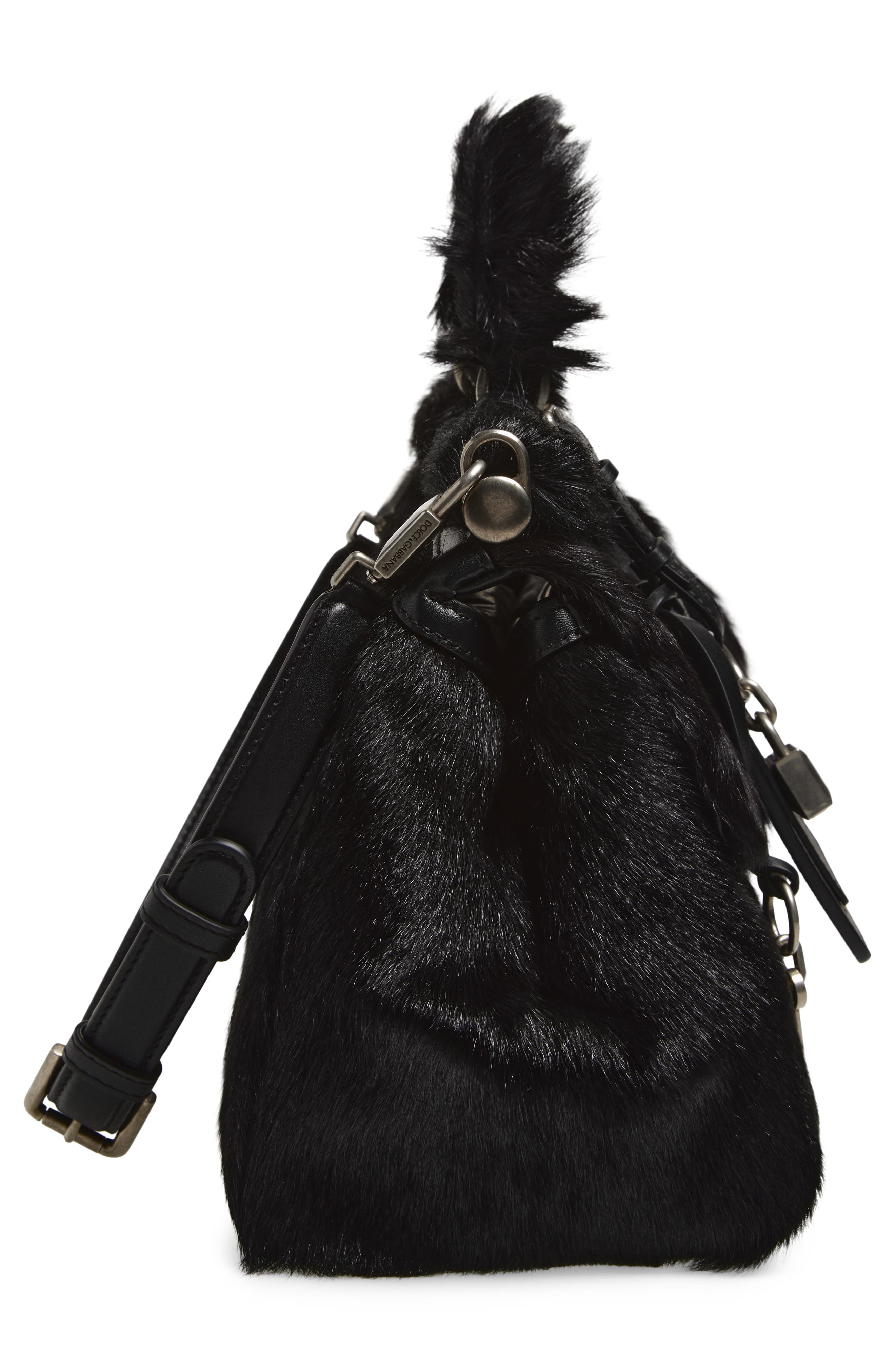 Dolce&Gabbana My Sicily East/West Genuine Calf Hair Top Handle Bag, Alternate, color, 8B956 Nero/ Nero