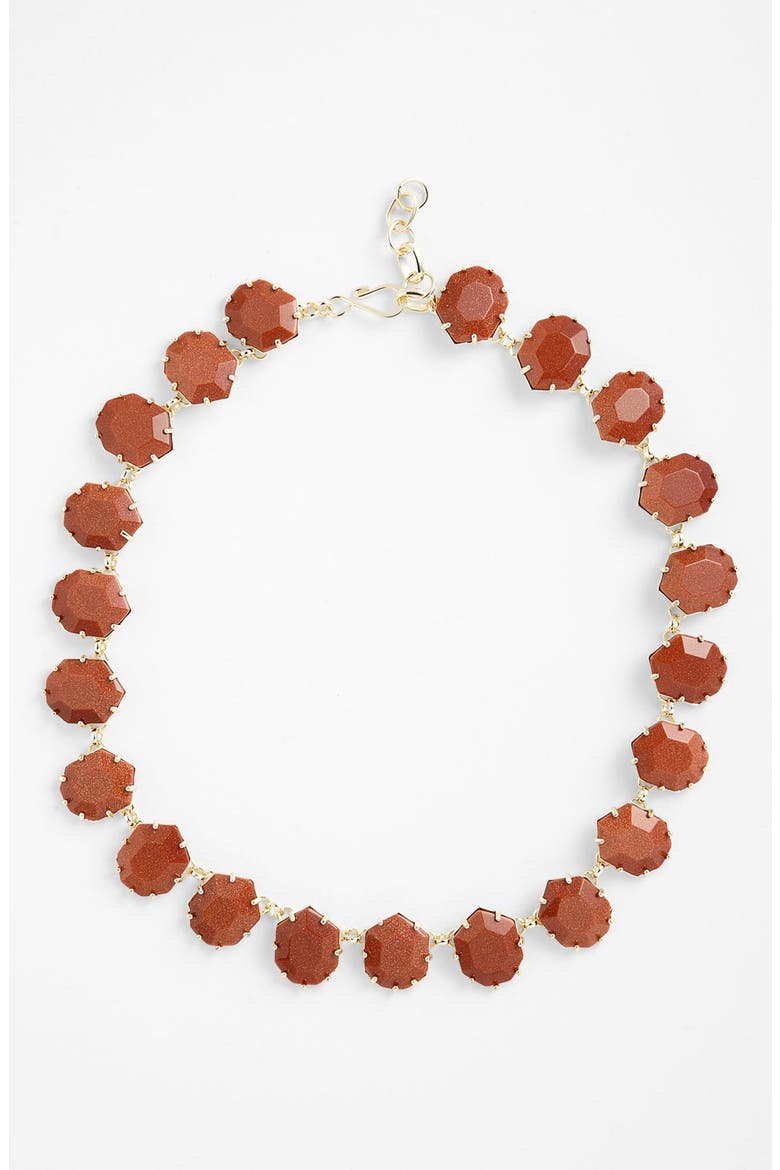 'Sam' Stone Necklace, Main, color, GOLDSTONE/ GOLD