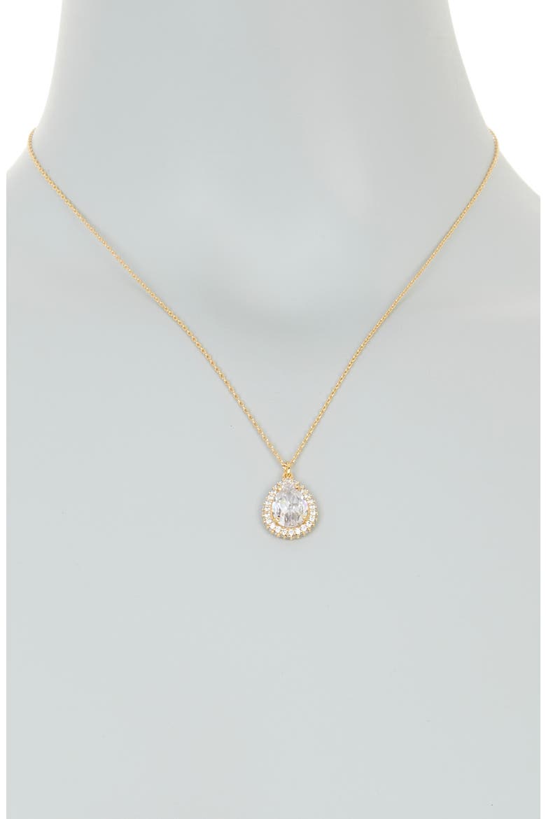 brilliant statements pavé halo pendant necklace, Alternate, color, CLEAR/GOLD.