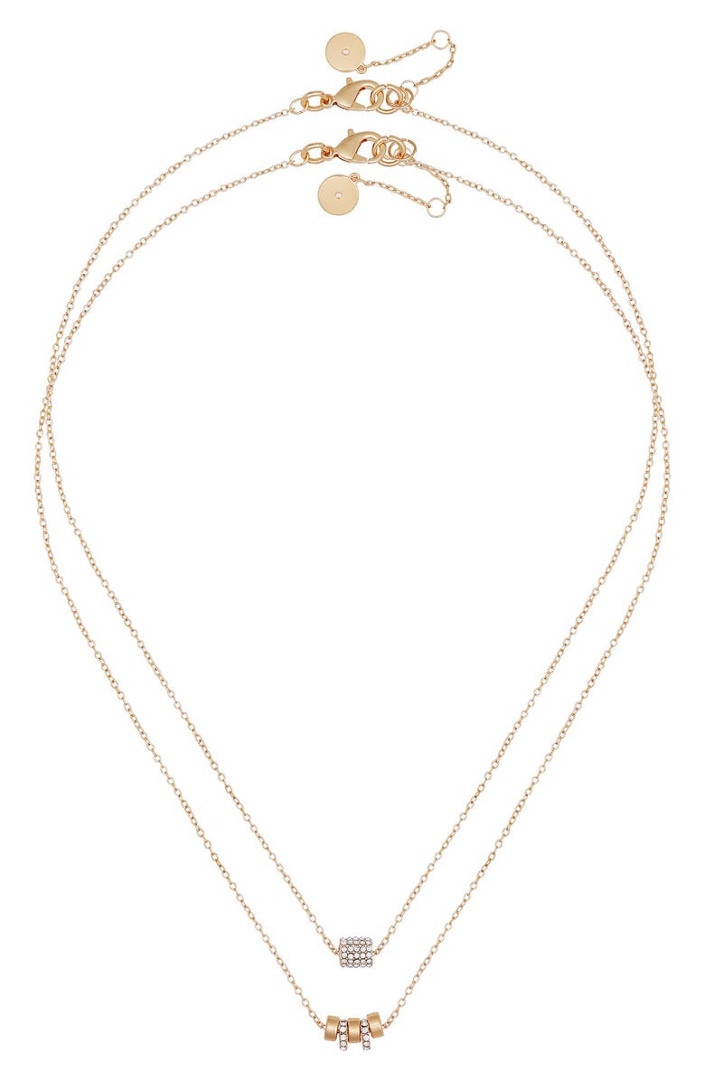 Vince Camuto Set of Two Crystal Bead Chain Necklaces, Alternate, color, Gold