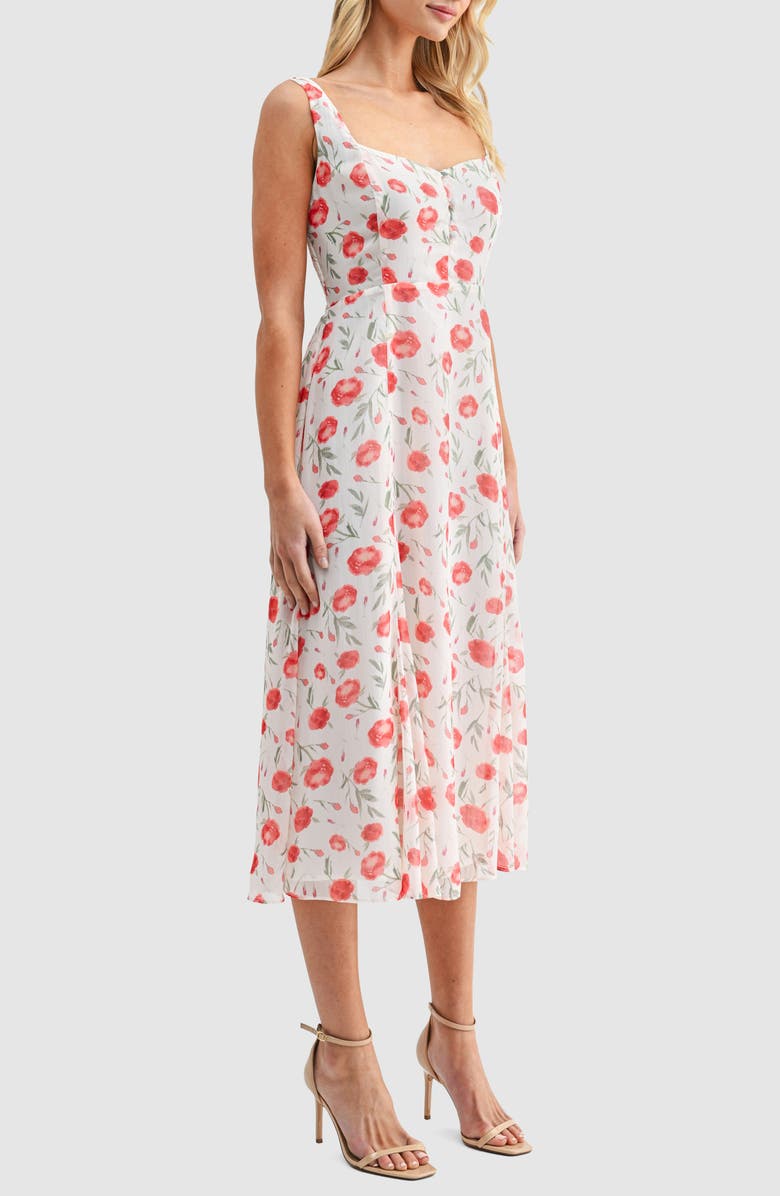 Lush Chiffon Midi Dress, Alternate, color, Ivory Red Floral
