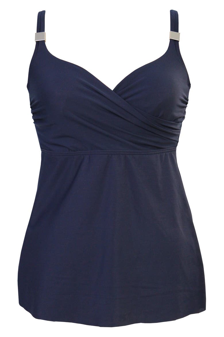 Surplice Underwire Tankini Top, Alternate, color, MDN