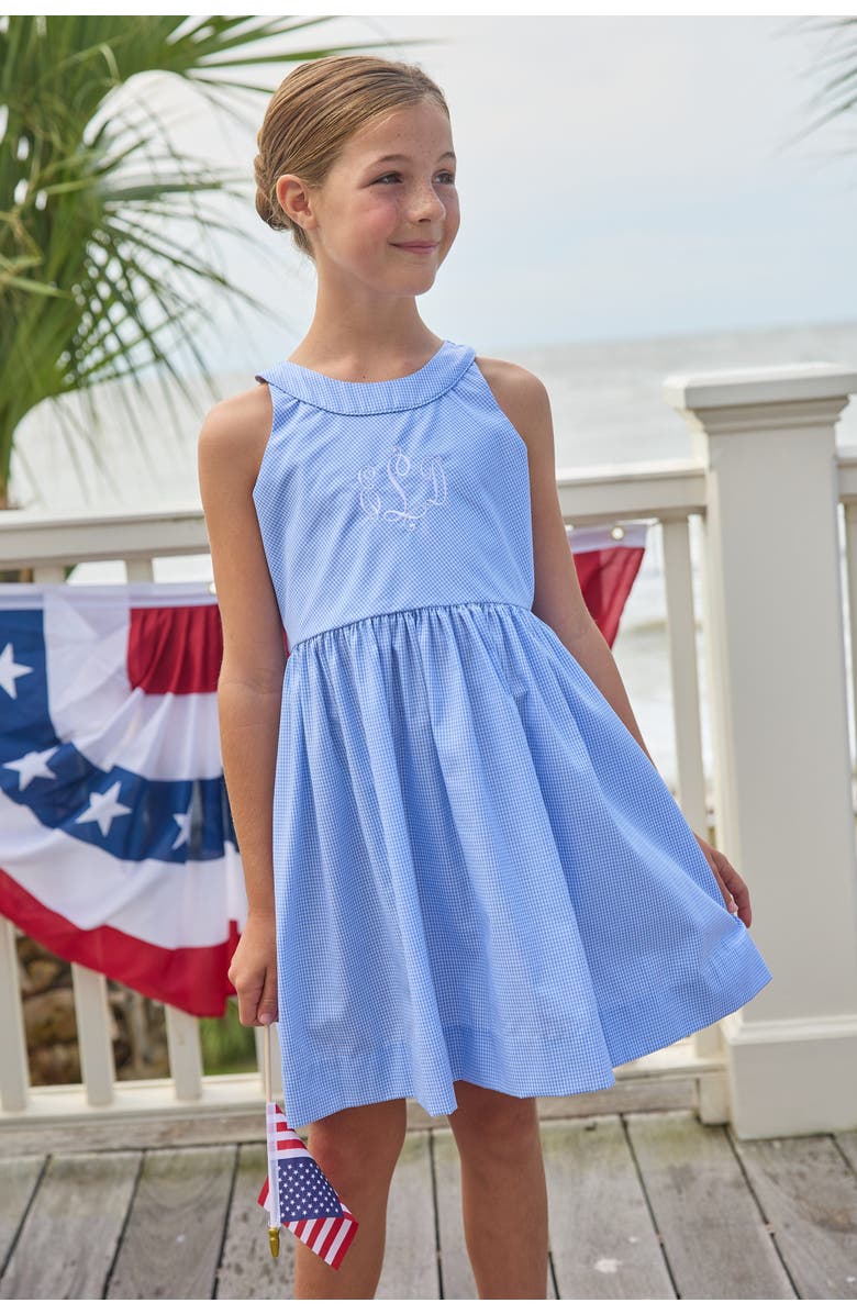 Little English Kids' Bow Back Annie Dress, Alternate, color, Royal Mini Gingham