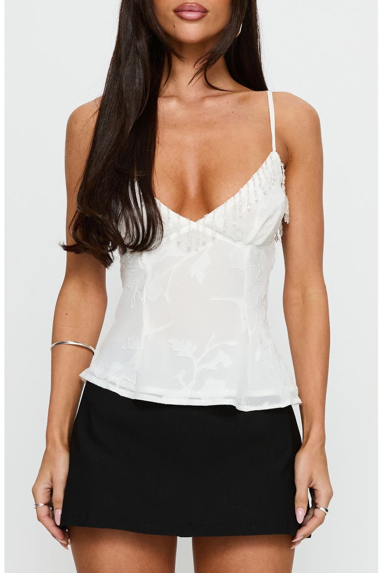 Roselea Beaded Cami Top, Main, color, WHITE