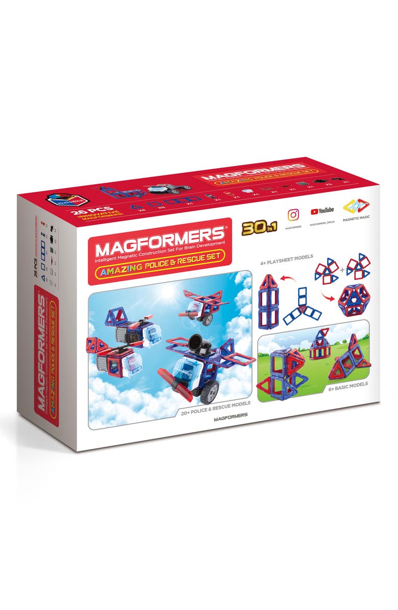 Magformers Amazing Police & Rescue 26-Piece Magnetic 3D Construction Set, Alternate, color, 