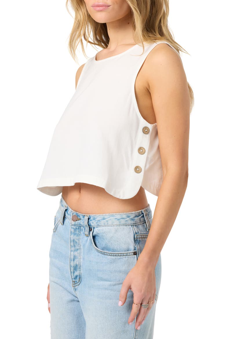 Sanders Side Button Crop Tank, Alternate, color, WHITE