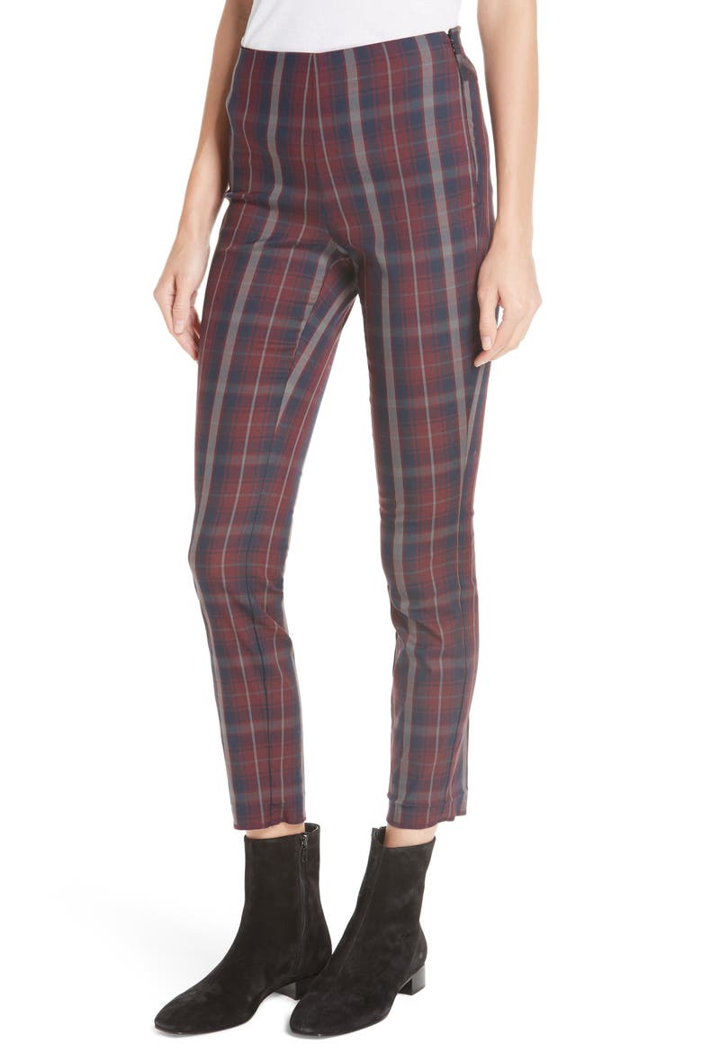 Simone Plaid Yoke Pants, Alternate, color, BURGUNDY PLAID