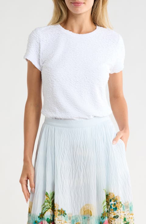 Textured Crewneck Short Sleeve T-Shirt