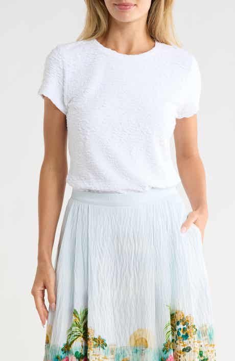 ELIE ELIE TAHARI Textured Crewneck Short Sleeve T-Shirt