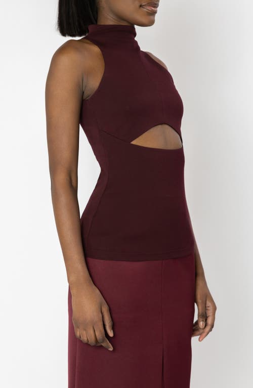 Israella Kobla Terasu Cutout Mock Neck Sleeveless Top In Burgundy