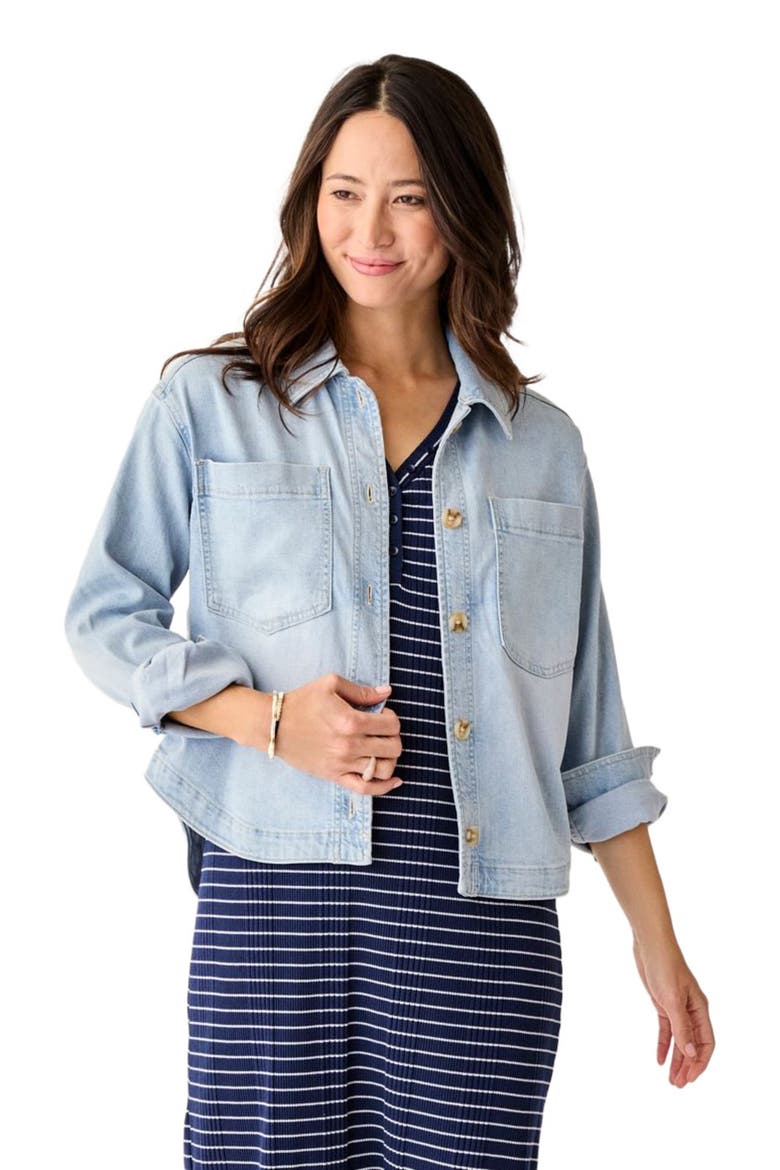 Flora Denim Shacket, Main, color, Savannah