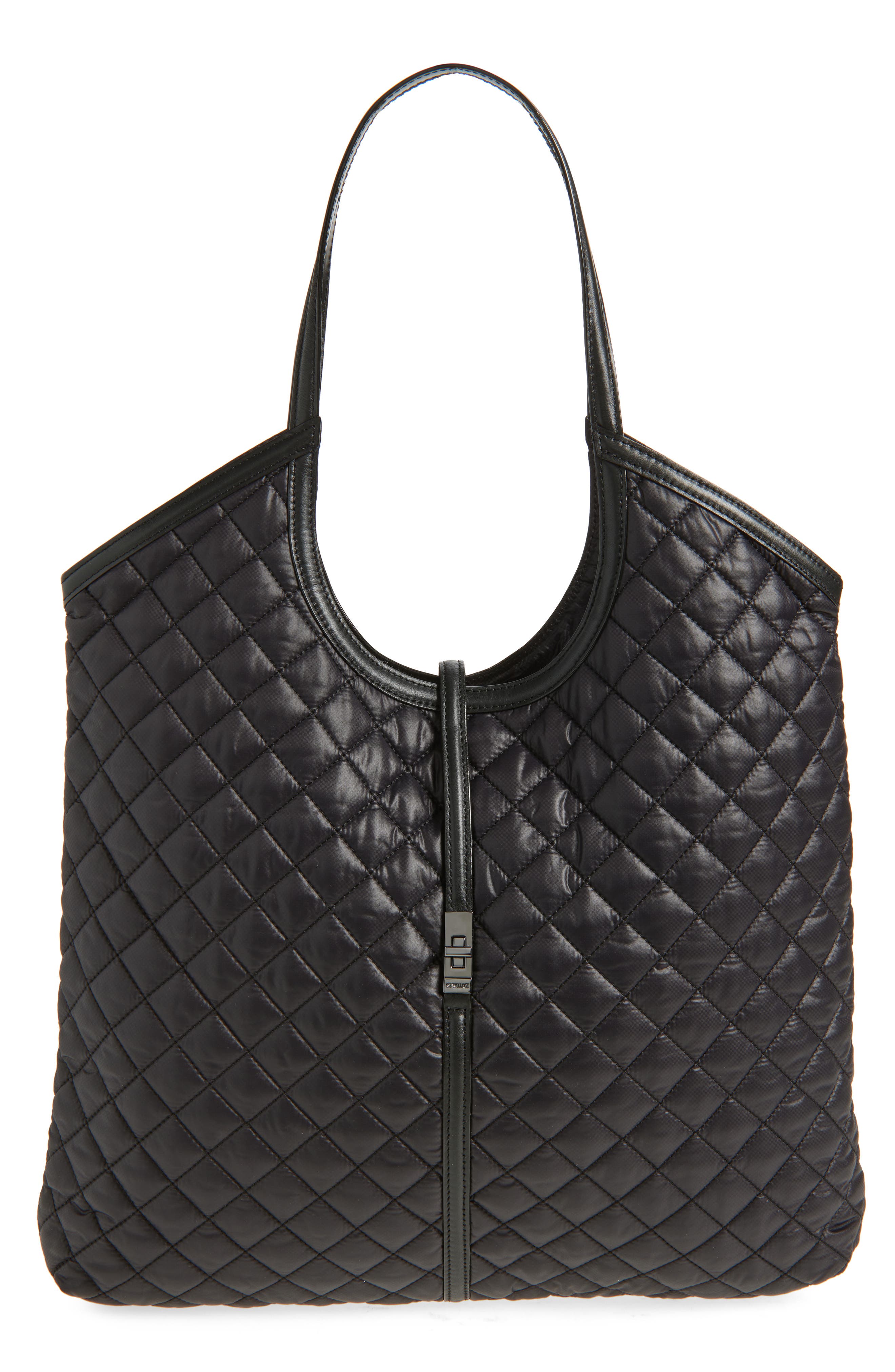 MZ Wallace Large Astor Quilted Nylon Tote, Main, color, Black