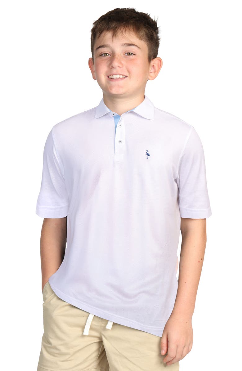 TailorByrd Kids' Perforated Mesh Polo, Main, color, White