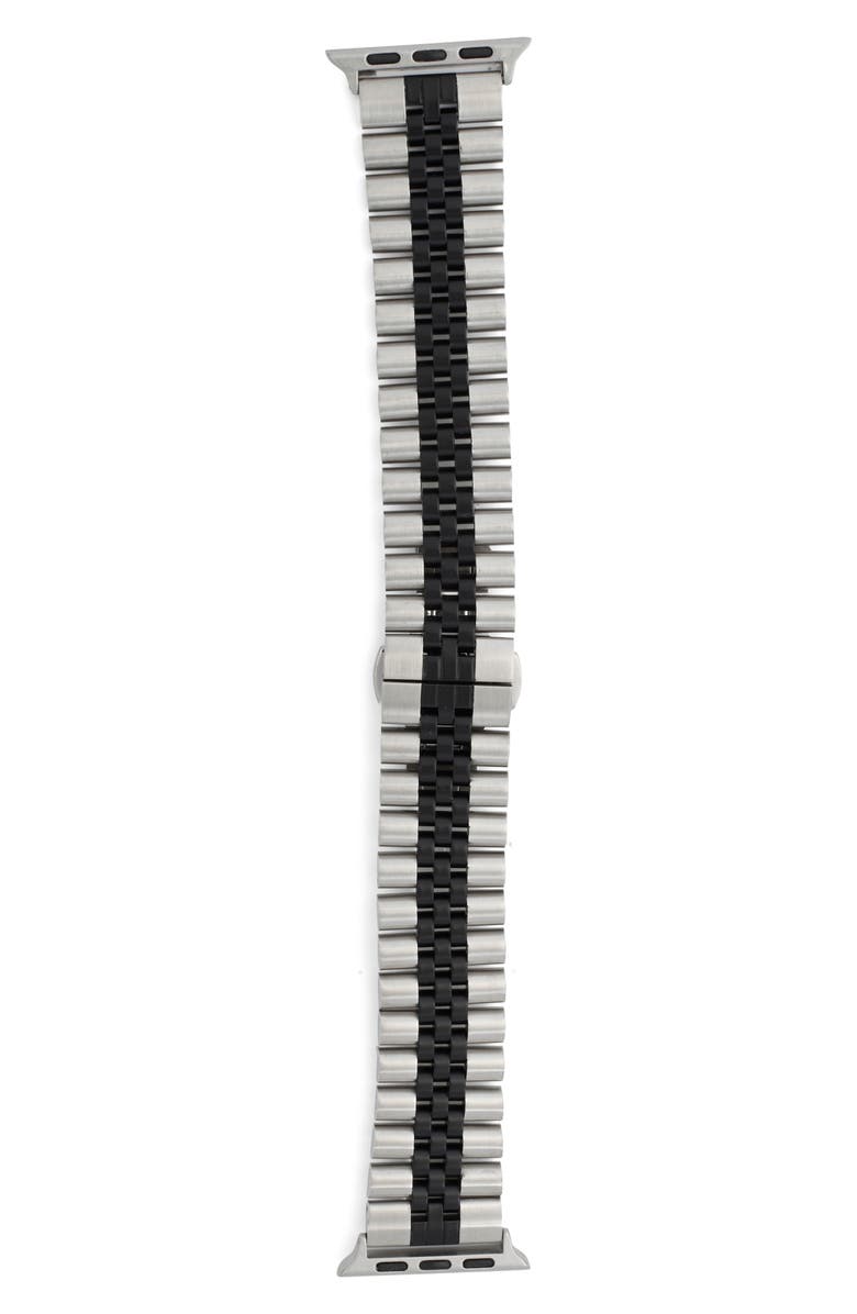 NORDSTROM RACK Stainless Steel Bracelet Apple Watch<sup>®</sup> Watchband, Alternate, color, Black- Stainless