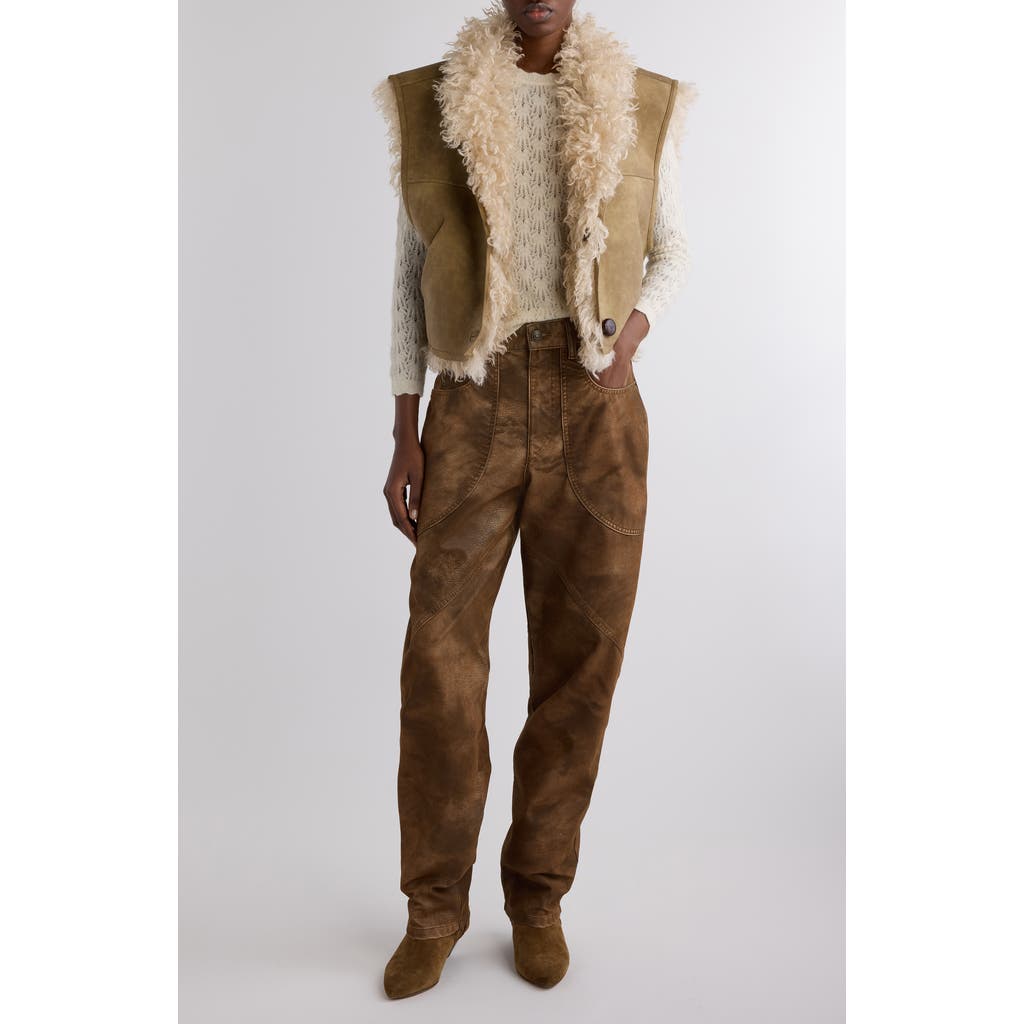 Isabel Marant Étoile Clara Faux Shearling Reversible Vest In Brown