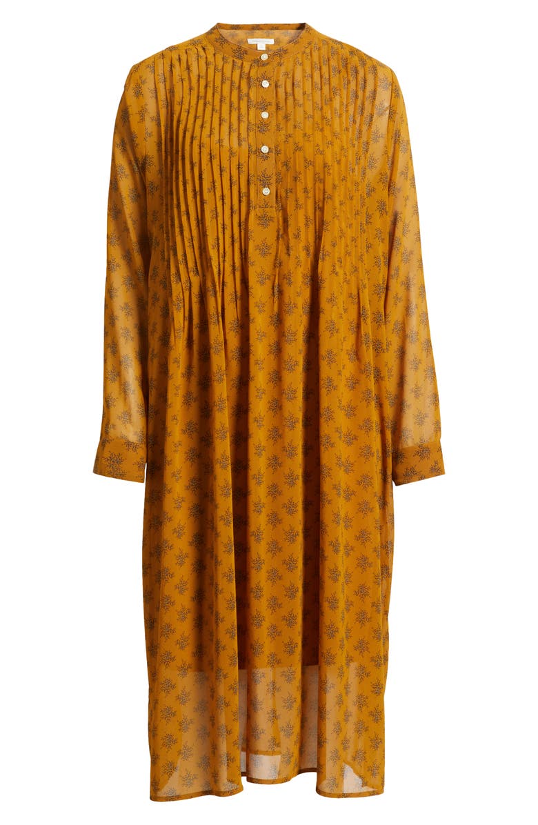 Treasure & Bond Floral Print Long Sleeve Midi Dress, Alternate, color, Brown- Navy Sprout Ditsy