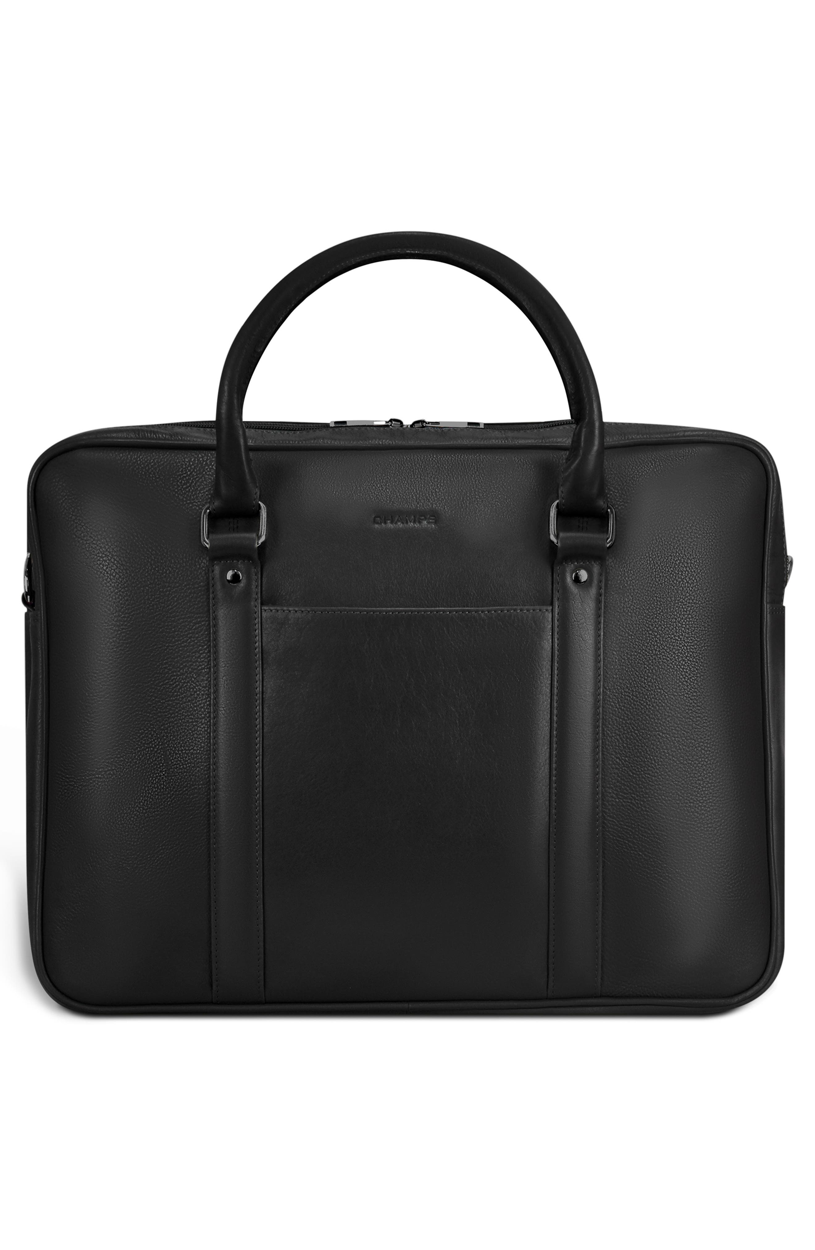 CHAMPS Onyx Leather Briefcase, Alternate, color, Black