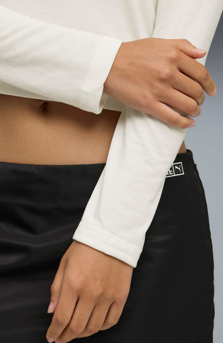PUMA x Rosé Slim Fit Long Sleeve Crop T-Shirt, Alternate, color, Warm White