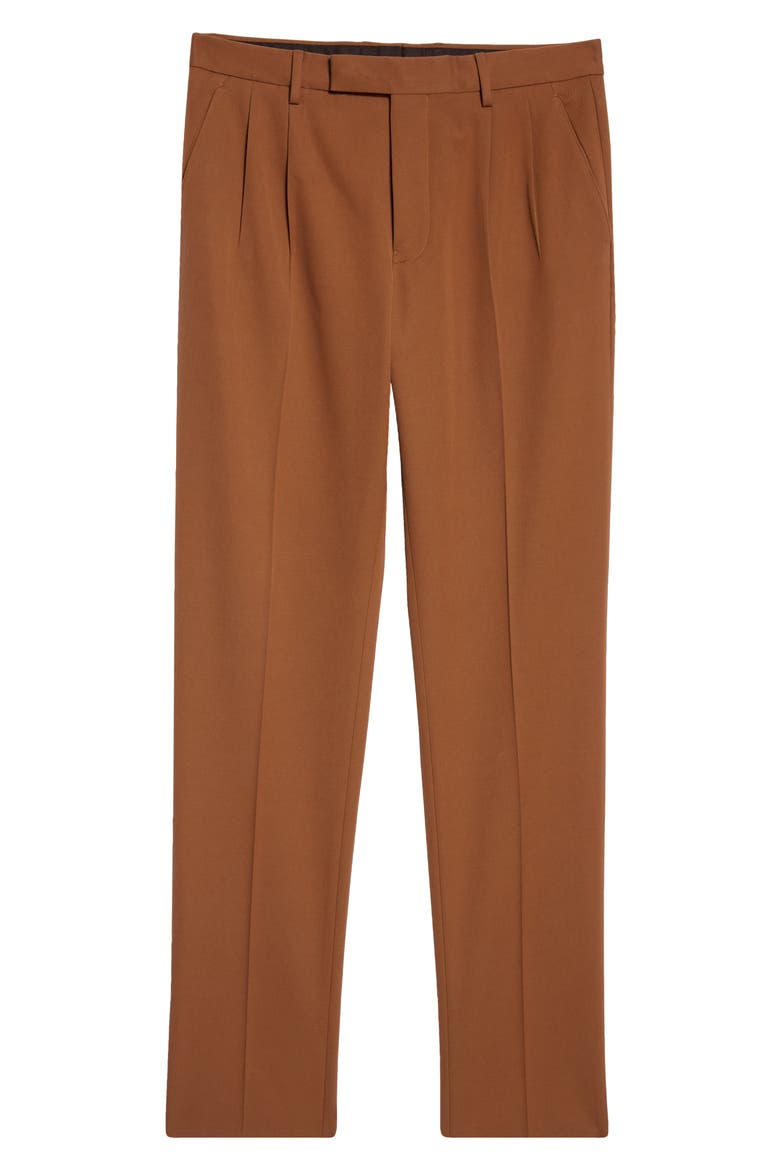 Pleat Front Cotton & Wool Pants, Alternate, color, VICUNA