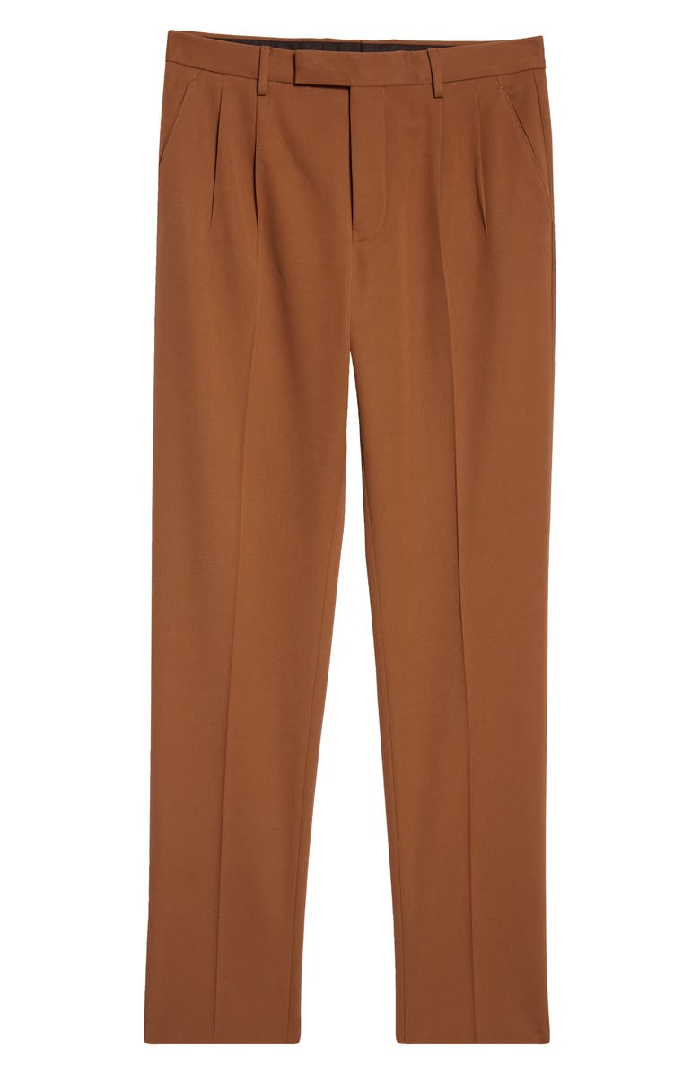 ZEGNA Pleat Front Cotton & Wool Pants, Alternate, color, Vicuna