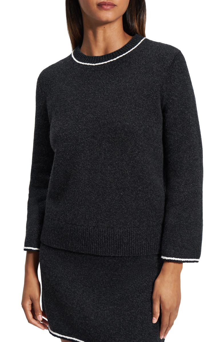 Theory Contrast Trim Wool & Cashmere Sweater, Main, color,
