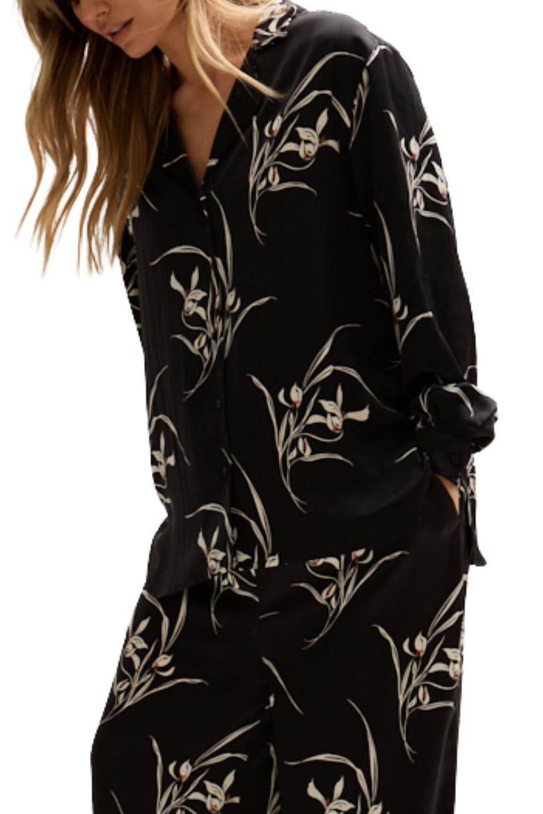 Lillibet Large Floral Print Shirt, Alternate, color, Black