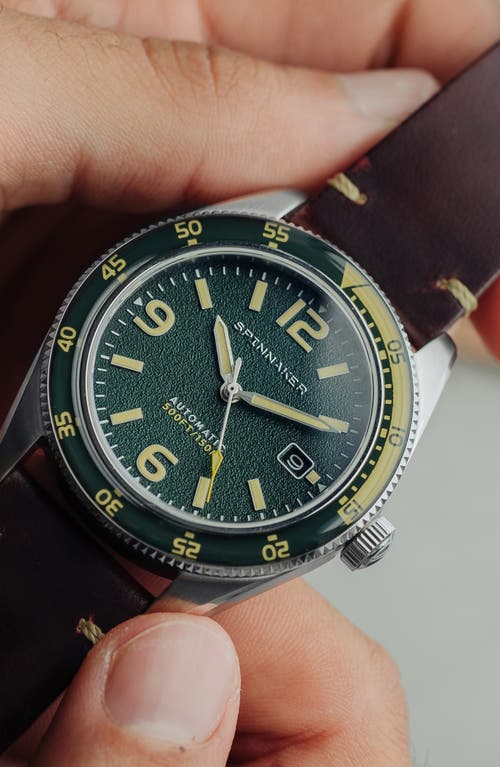 Spinnaker Fleuss Automatic Leather Strap Watch, 43mm In Green