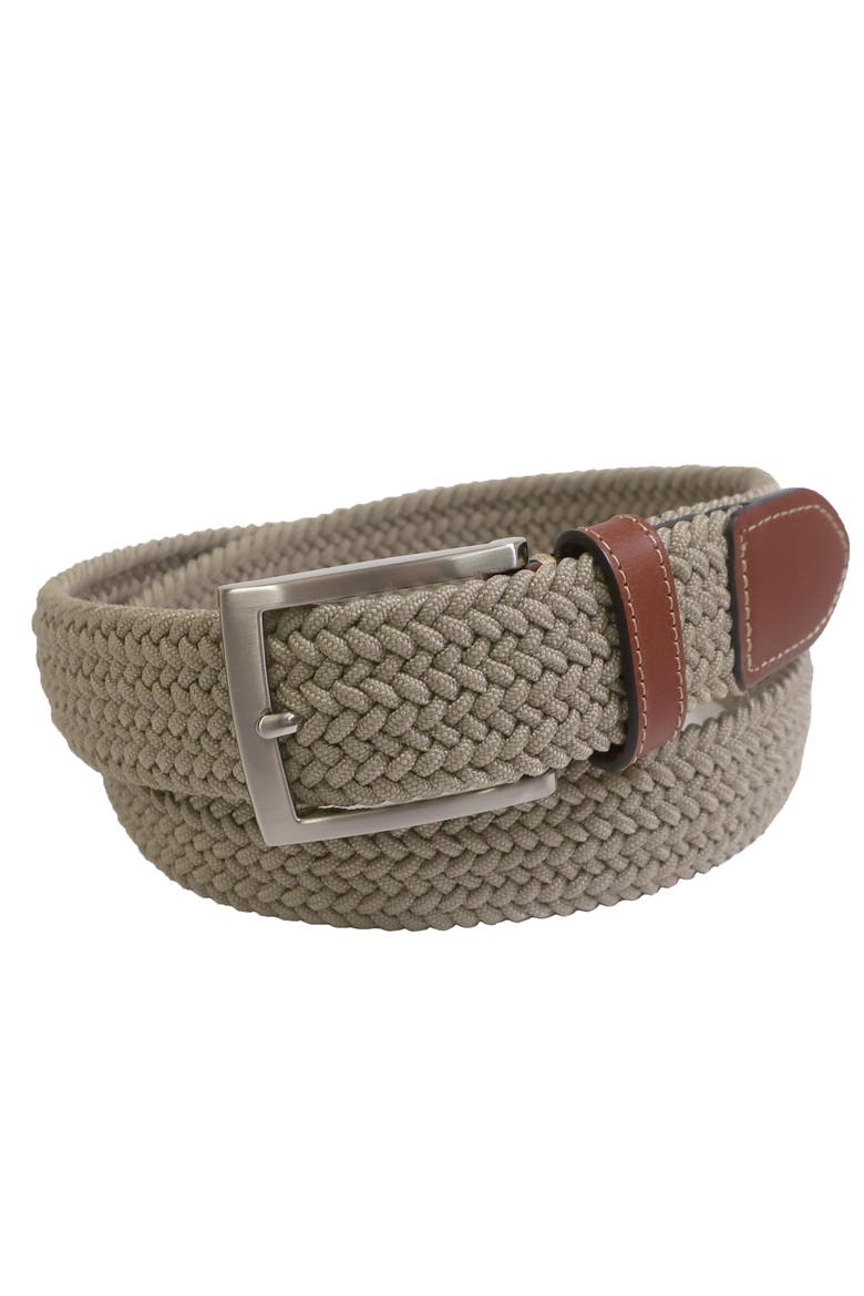 Stretch Braid with Full Grain Leather Tips, Alternate, color, Khaki