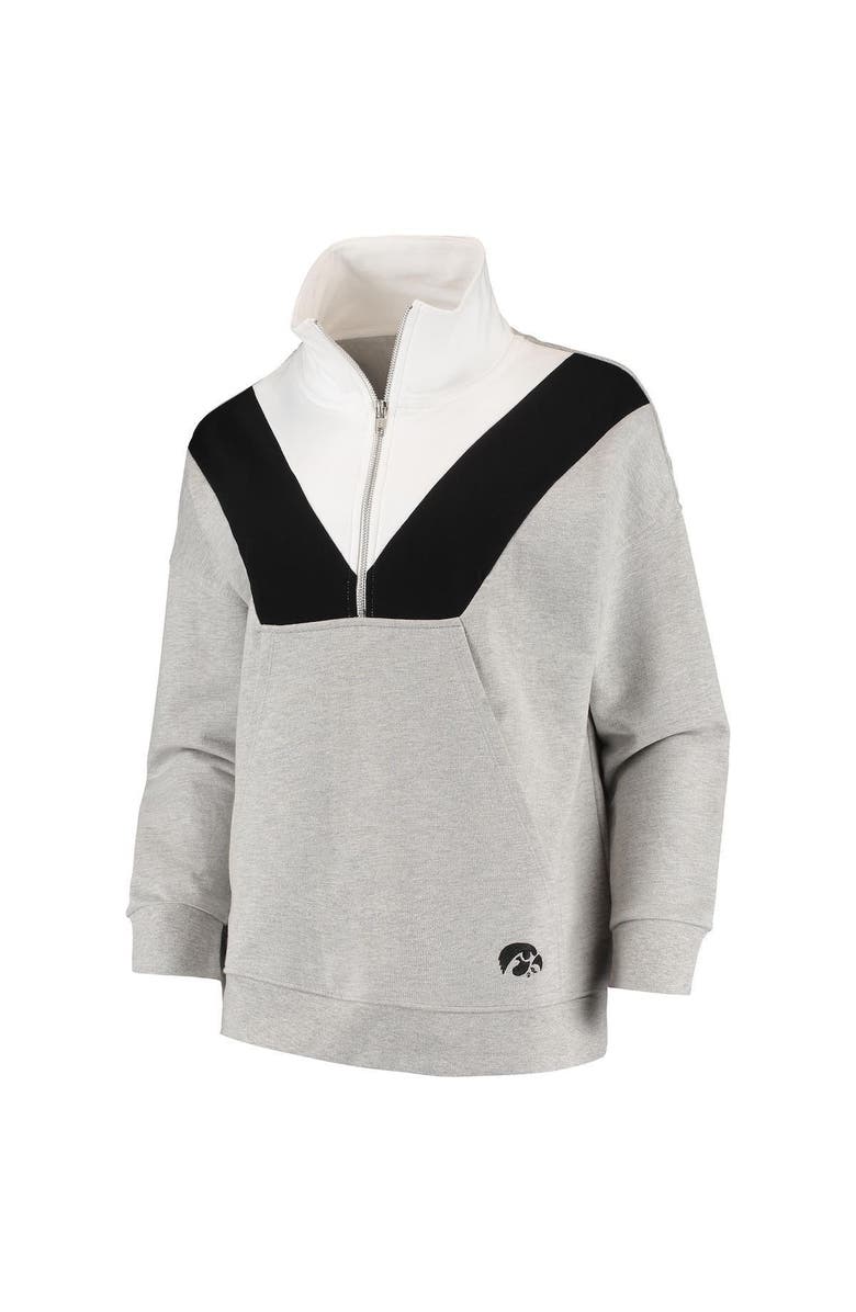 UG APPAREL Women's Heathered Gray Iowa Hawkeyes Missy Colorblock Quarter-Zip Jacket, Alternate, color, 
