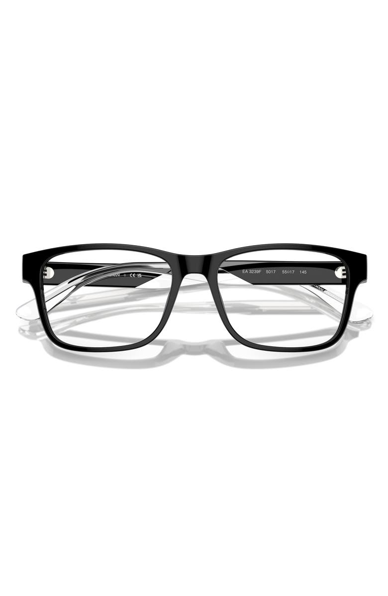 Emporio Armani 55mm Rectangle Optical Glasses, Alternate, color, Black / Demo Lens
